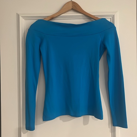 Karen Millen - Size US 6 / UK 10 - Blue V Neck Long Sleeve Top - Picture 6 of 6